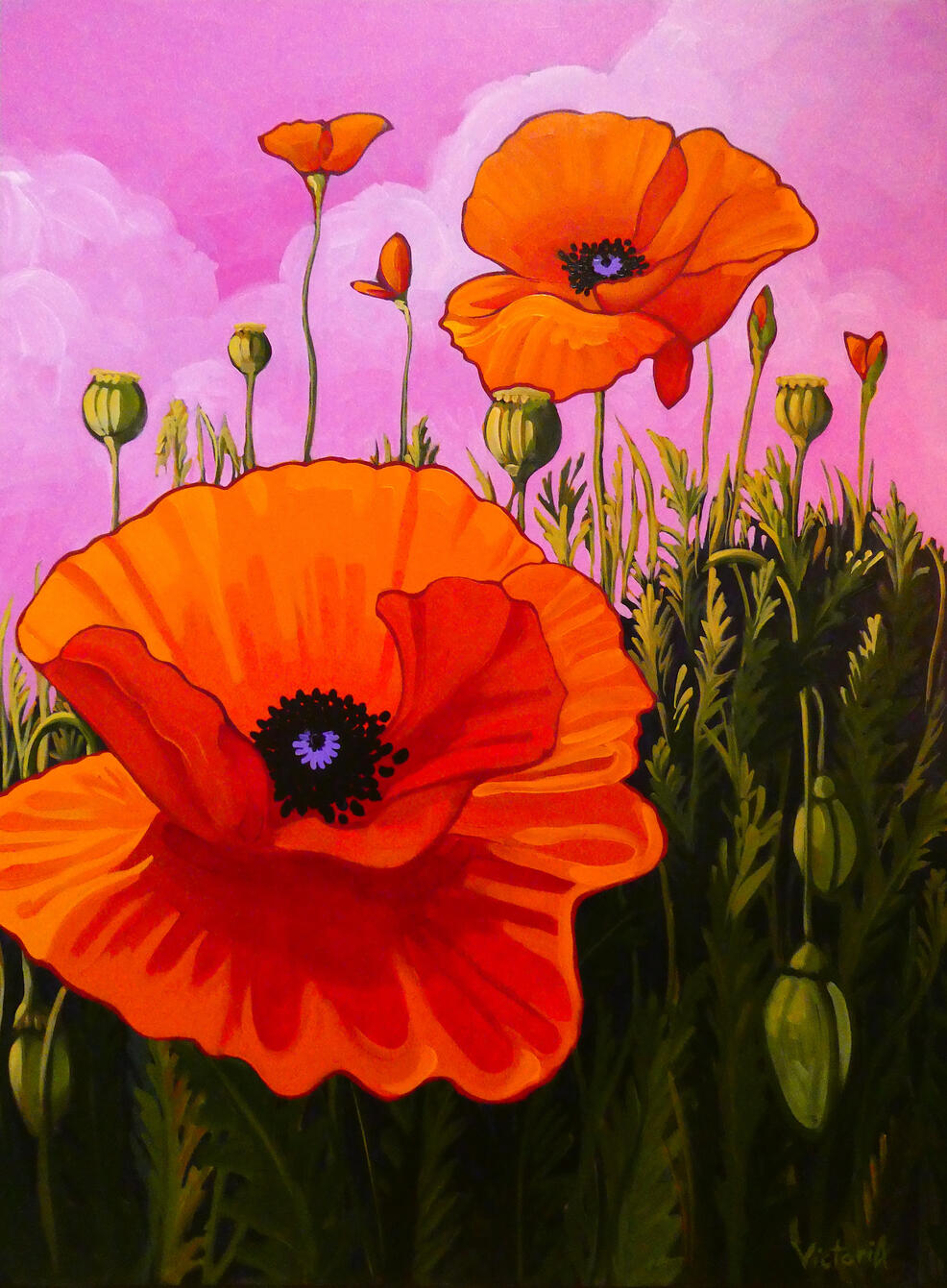 Hot Poppys 36 X 48 Acrylic