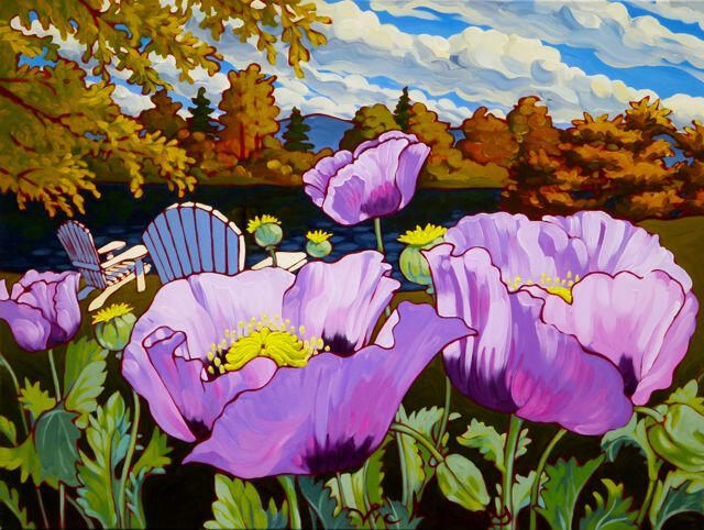 Purple Poppies 48 x 36 Acrylic